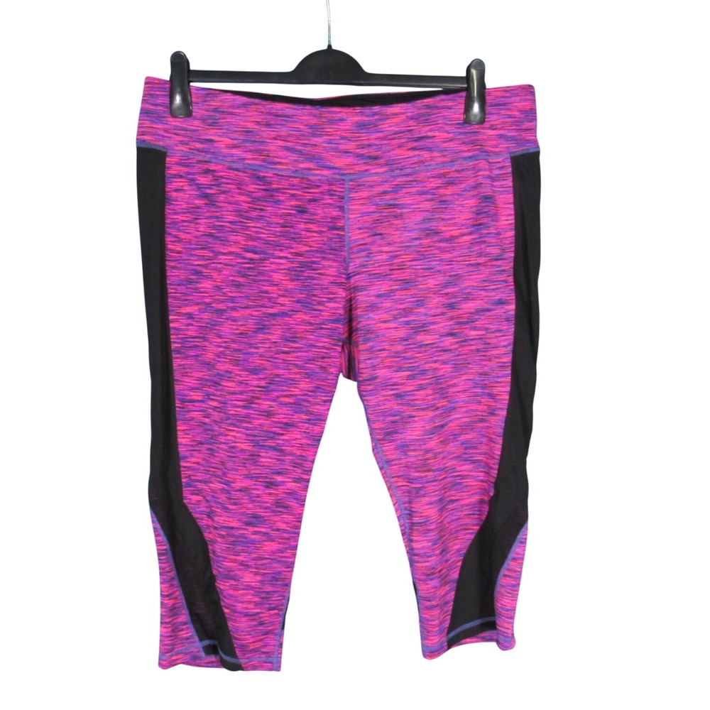 IDEOLOGY Purple/Pink SPACE DYED Athletic SHEER MESH ANKLE Cropped LEGGINGS Sz 3X